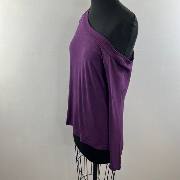 LNA Purple Amethyst Long Sleeve Cold Shoulder Asymmetric Farina Top Size XL NEW - Picture 7 of 11